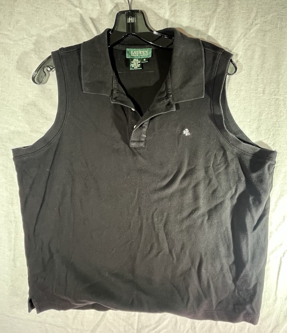 Lauren Ralph Lauren Black Sleeveless Polo Golf Shirt Size 1X